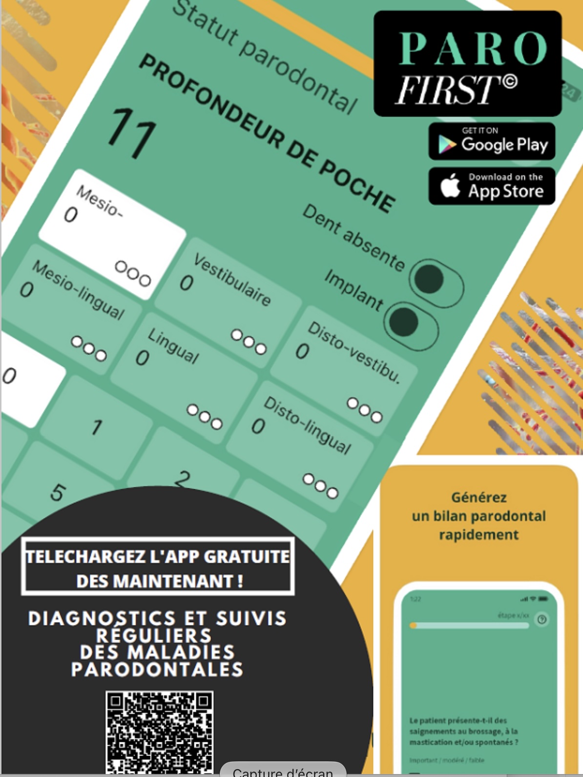 Visuel original Parofirst présentant l’interface du bilan parodontal