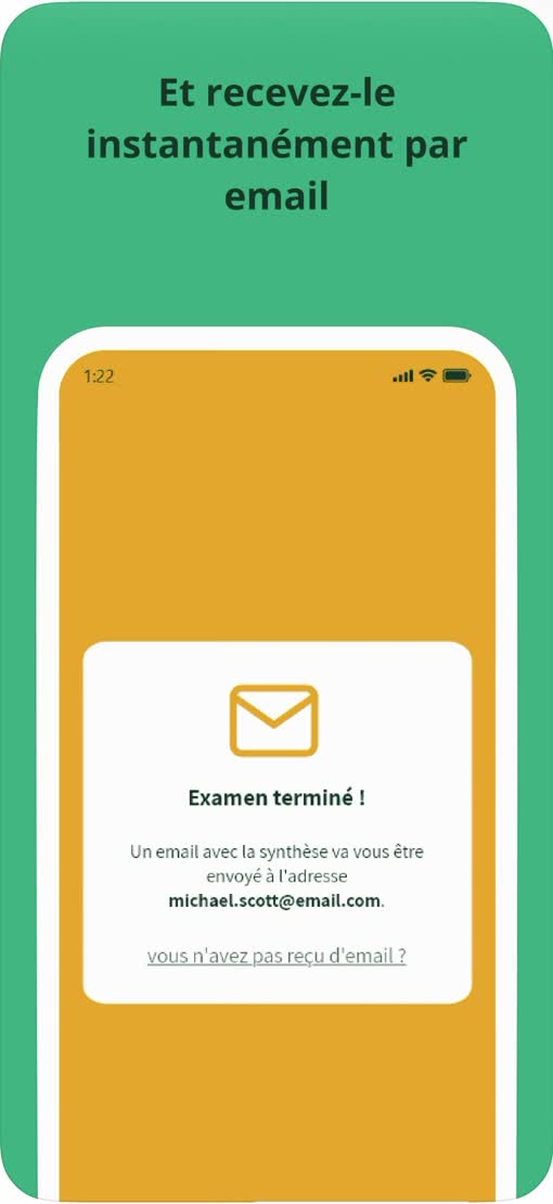 Aperçu Parofirst : envoi de la synthèse de l’examen par email